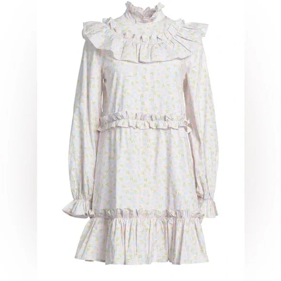 ワンピース Ganni Mini dress with ruffles Black Black Cotton Poplin Mini Dress | GANNI US
